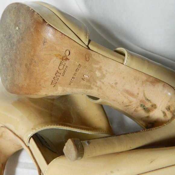 Jimmy Choo Nude Patent Peep Toe Pumps Eu 40 - Picture 9 of 9